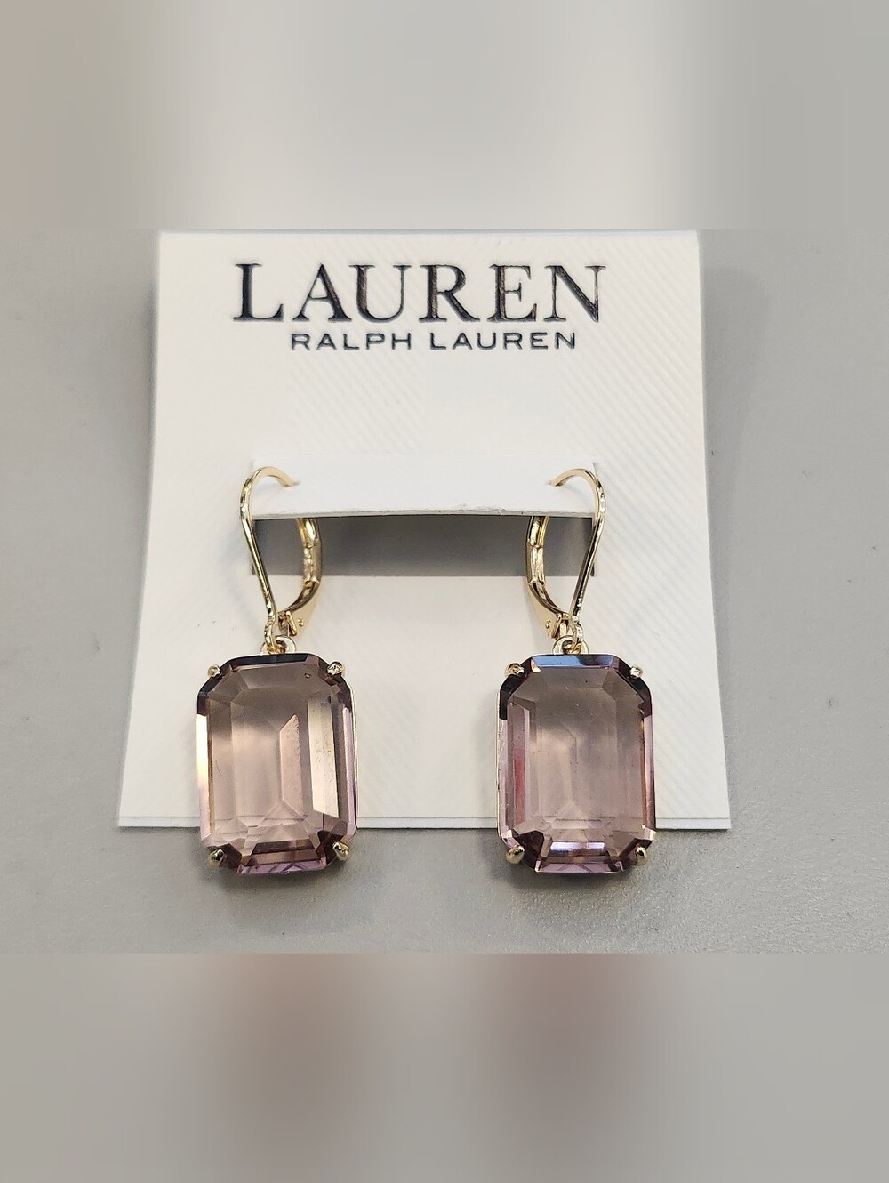 NWT Ralph Lauren Gold-Tone Color Rectangle Stone Drop Earrings***DEFECTS***